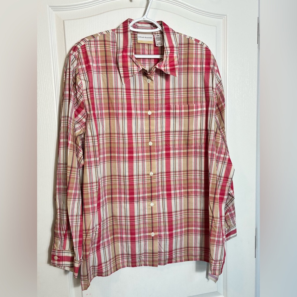 Women’s Alfred Dunner Long Sleeve Button Up Pink Plaid Shirt NWT Size 22W - Picture 2 of 13